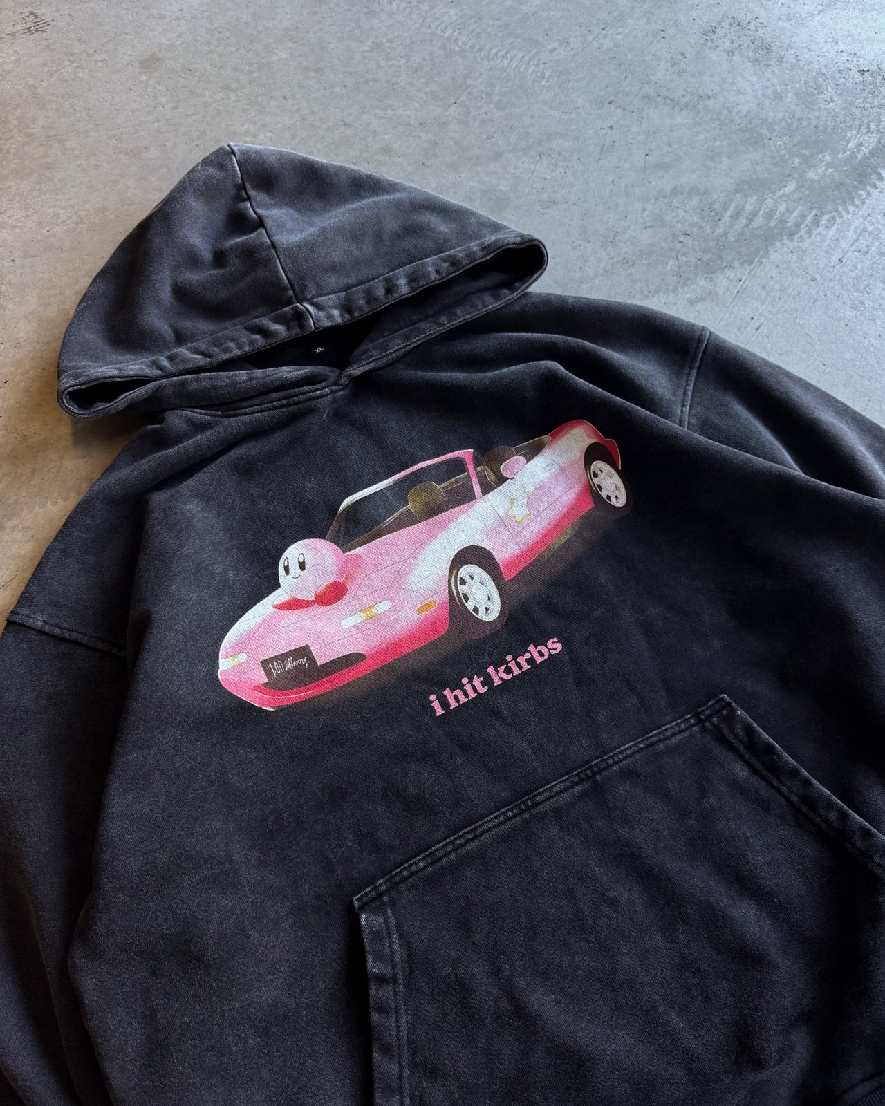 I HIT KIRBS ACID WASH HOODIE