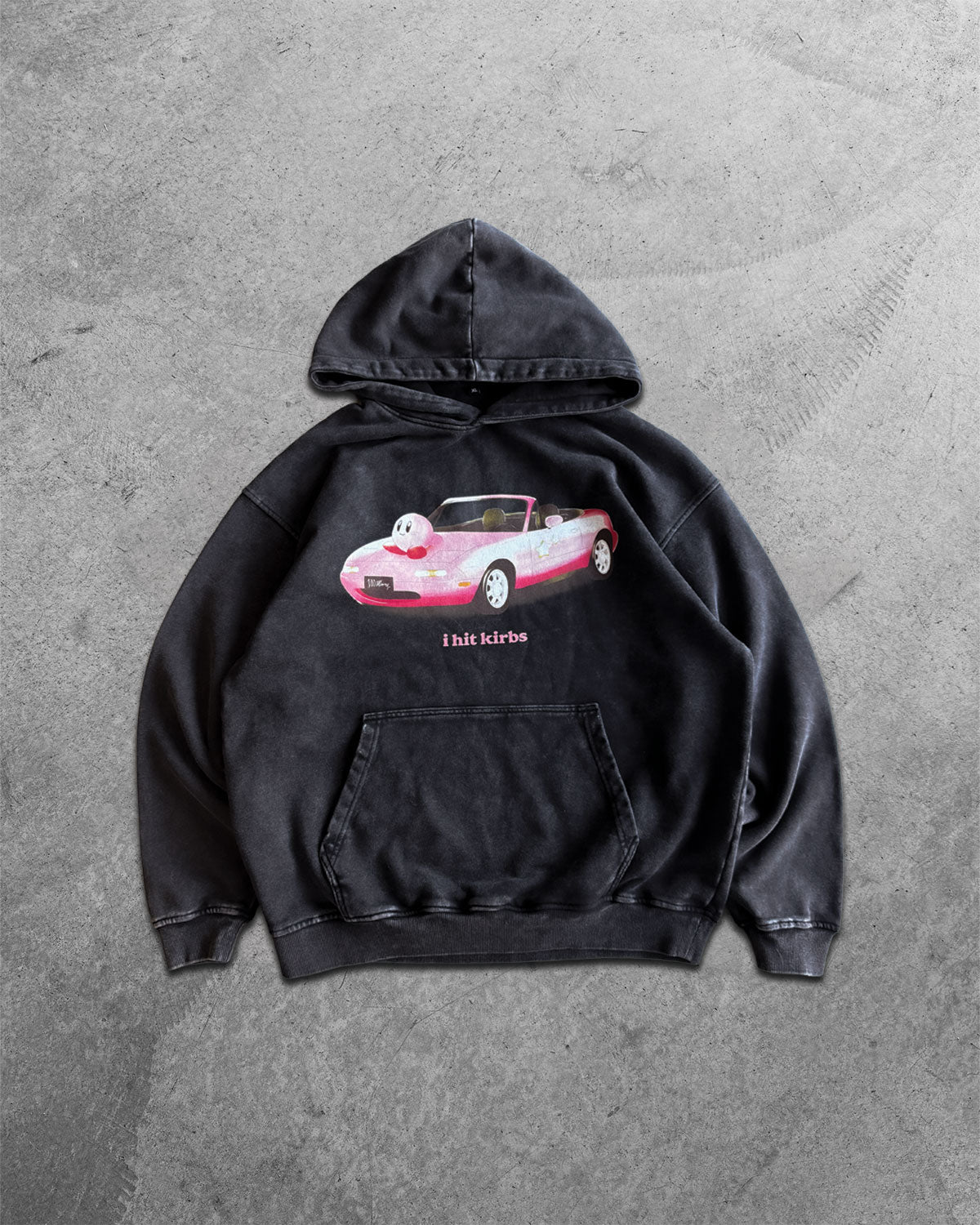 I HIT KIRBS ACID WASH HOODIE